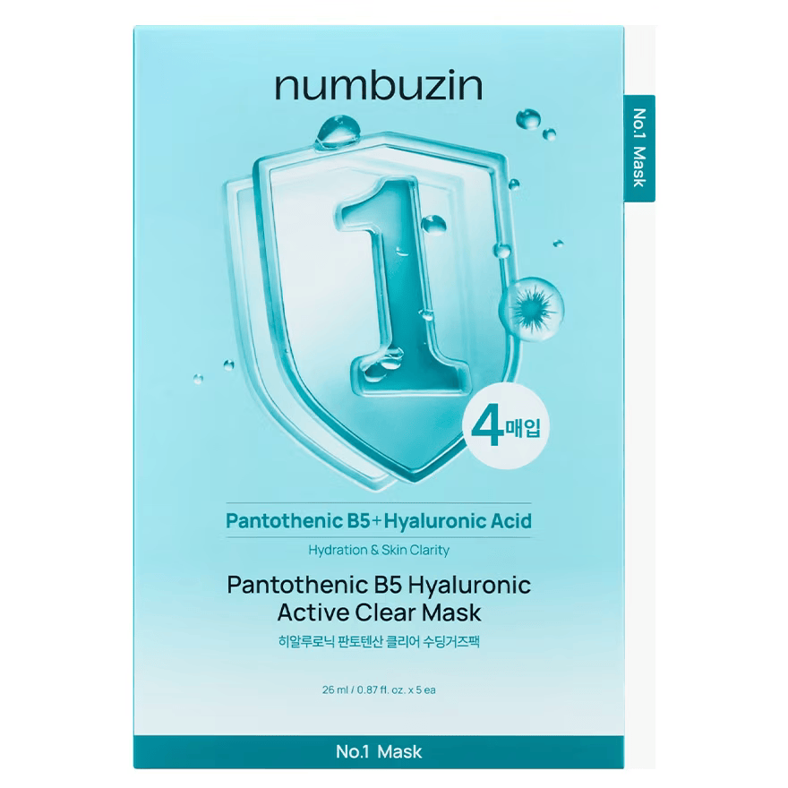 現 貨丨Numbuzin 面膜熱銷 NO.1舒緩保濕水潤海藻面膜 1盒4片