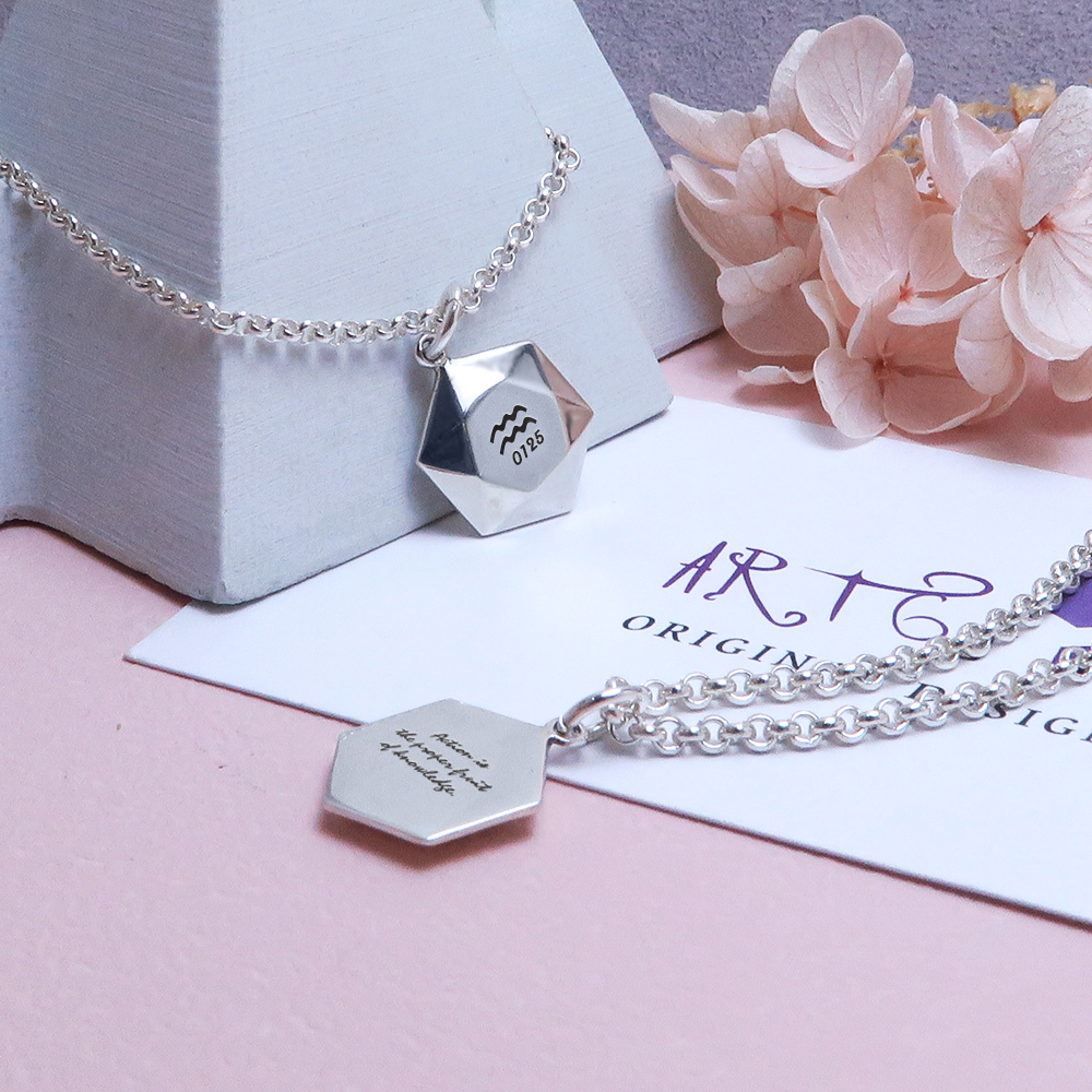 可刻字 六角銀磚項鍊 925純銀 女生飾品 客製化銀飾 禮物訂製
