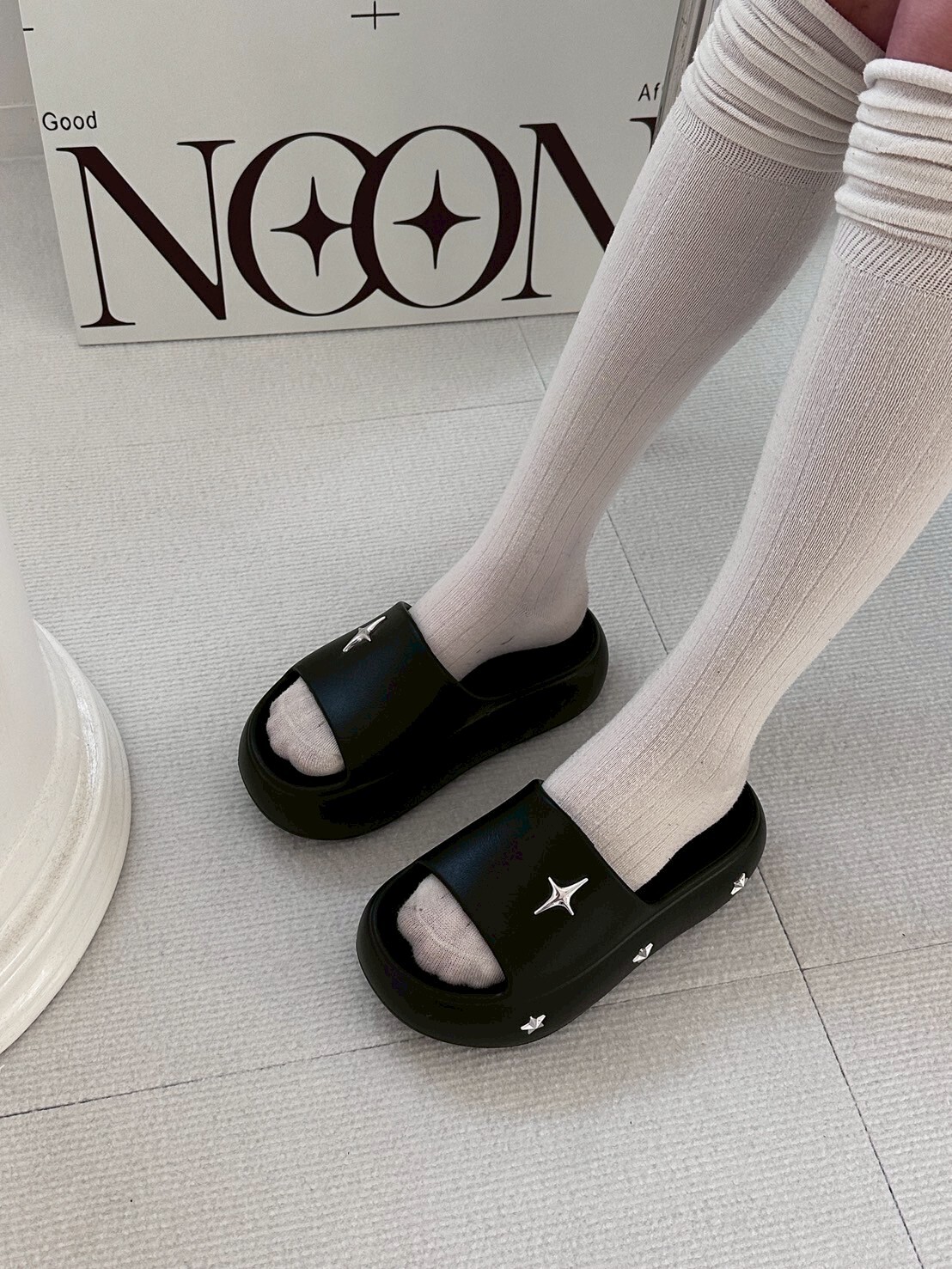 十字星星厚底拖鞋 增高6CM !!