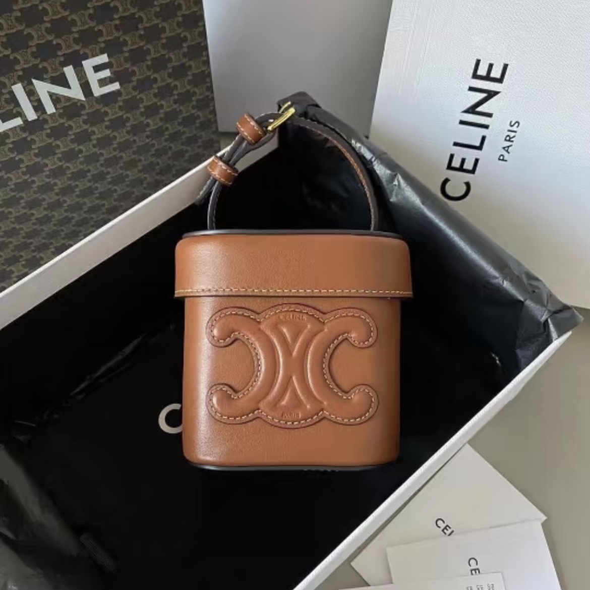 Celine bag small Box Cuir Triomphe crossbody bag Tan