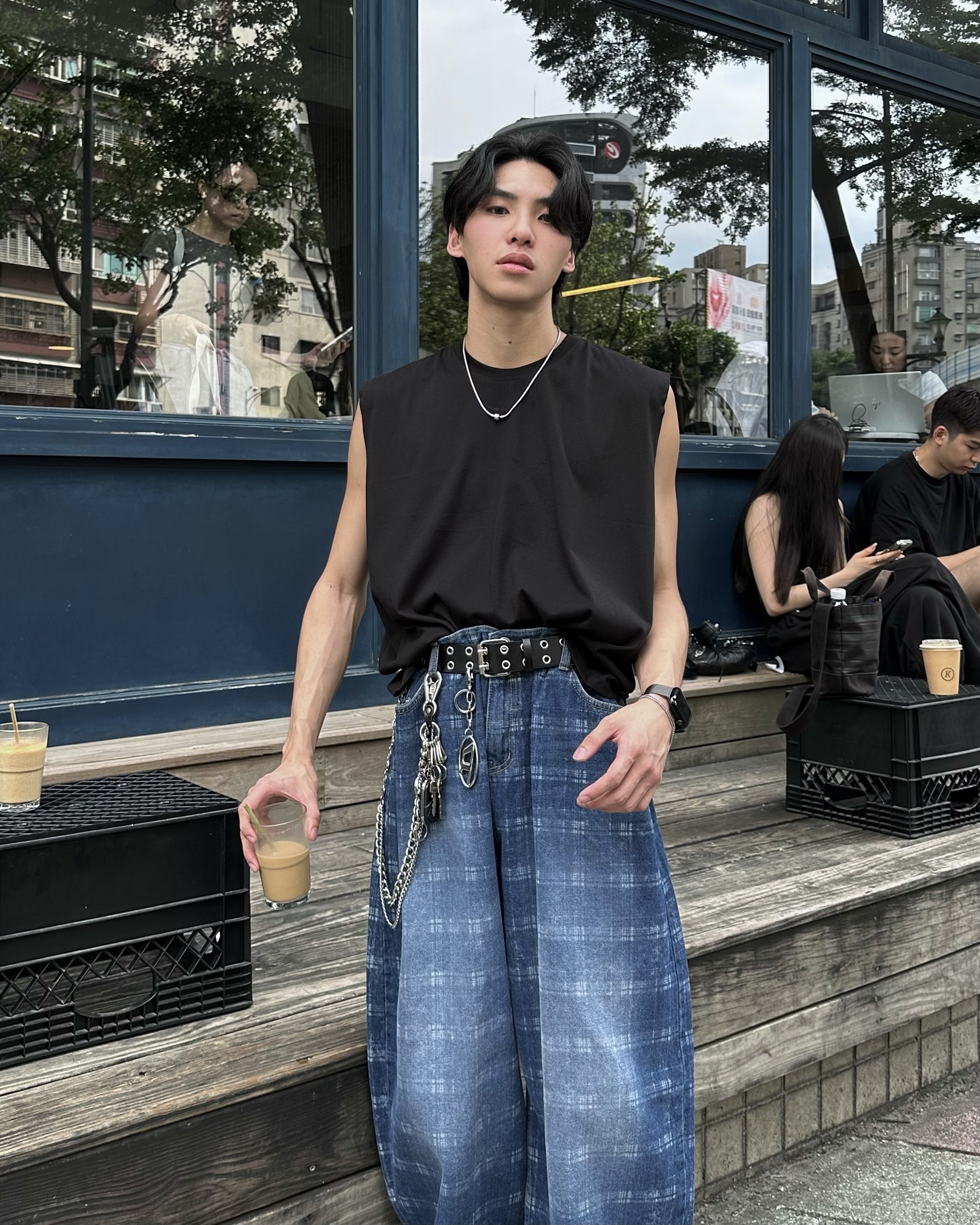 𝐇·𝐓·𝐒 韓國 BOXY 肩界霸主 太平洋 寬肩 不收邊 素面 短版 背心