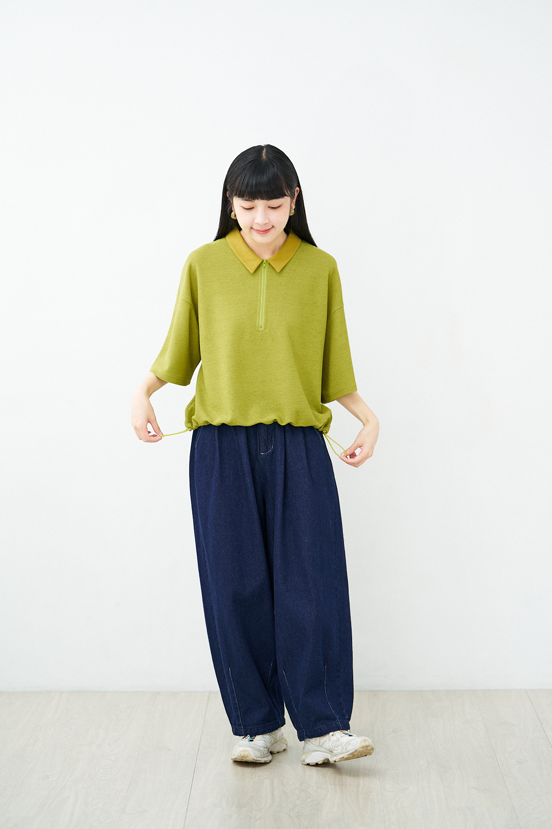 風色收音機！拉鍊尖領衫(兩色-牛油果綠)