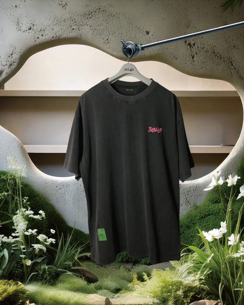 369Lab POPCORN FLOWER BACK PRINT TEE - Black