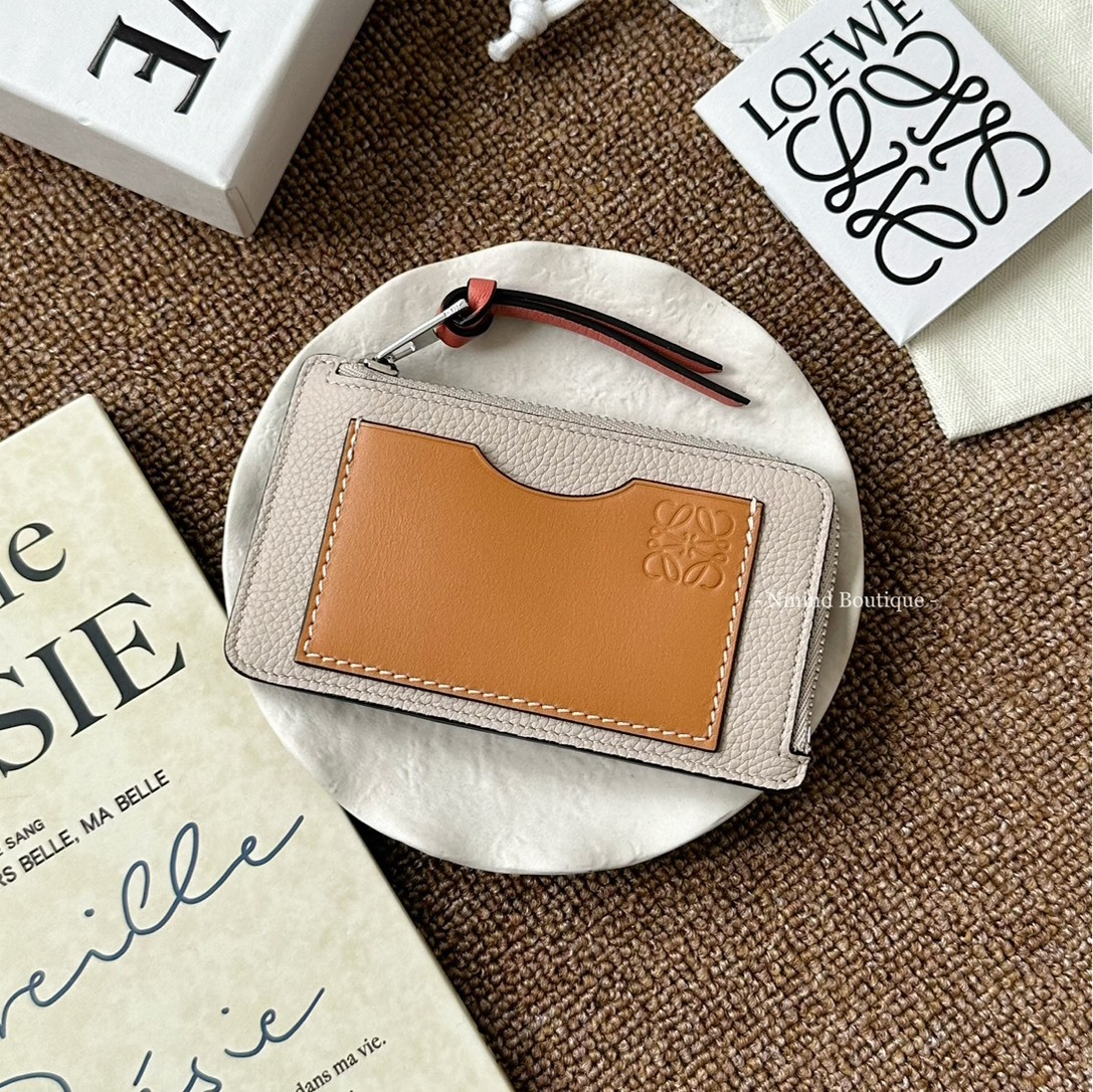 LOEWE COIN CARDHOLDER IN SOFT GRAINED CALFSKIN / Light Oat/Honey