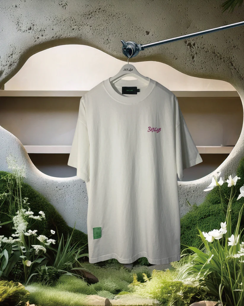 369Lab POPCORN FLOWER BACK PRINT TEE - White