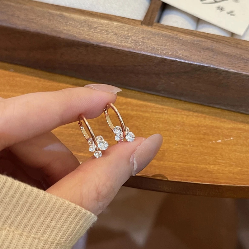 鋯石玫瑰金 迷你耳圈