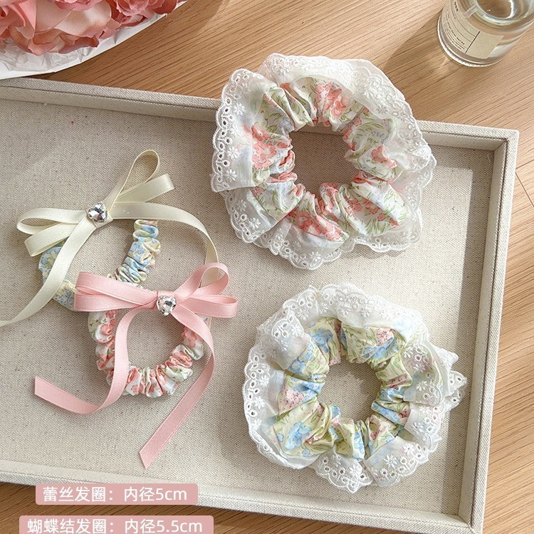 [3 FOR RM10] Double Lace Forest Floral Scrunchies