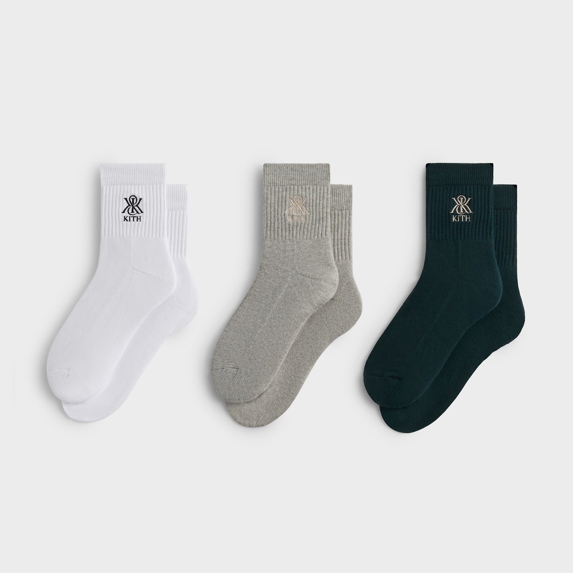 2025SS Kith 3-Pack Crest Mid Crew Socks 宮廷花 三色一包 LOGO 襪子 中筒 長襪 現貨 KHM220134