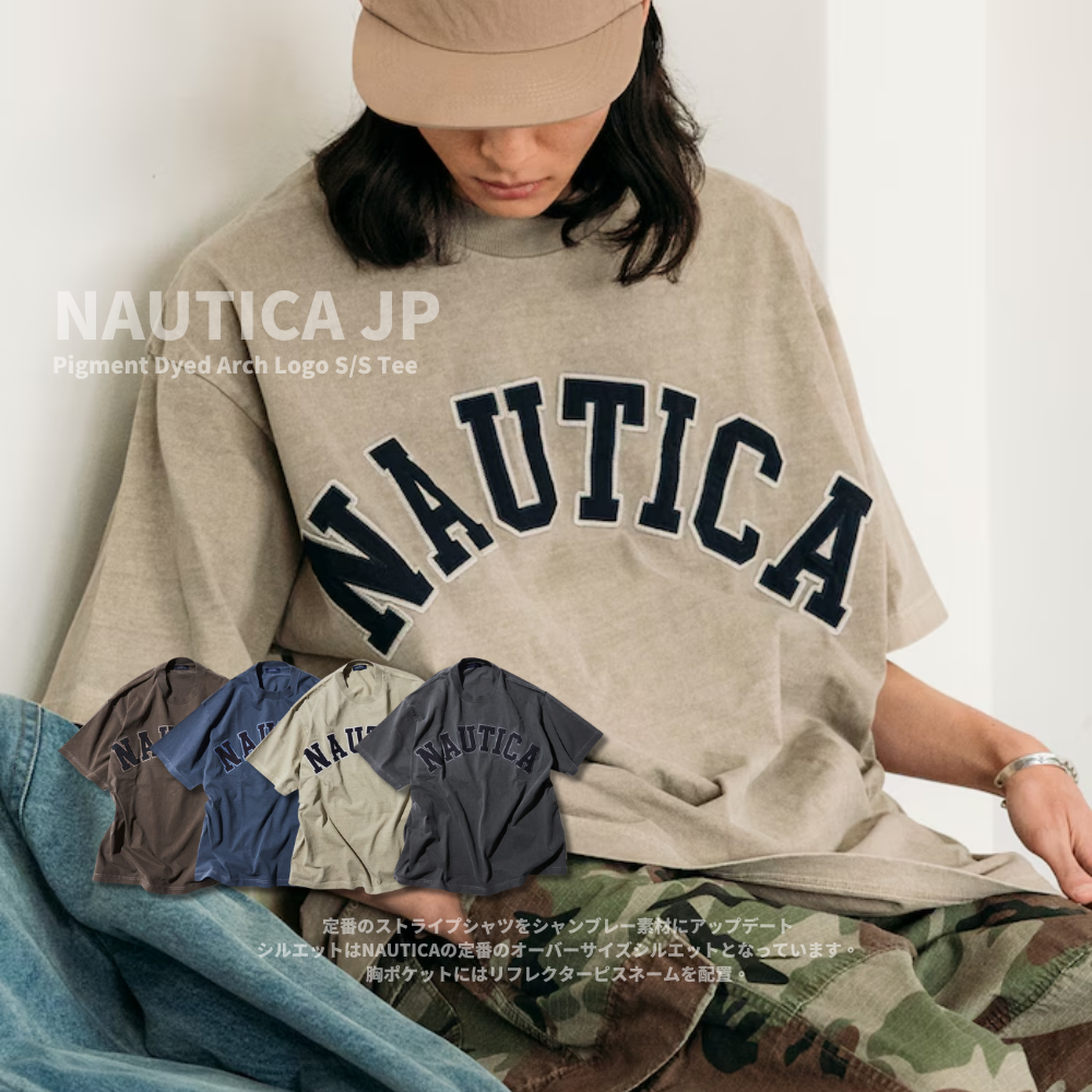 "代購" Nautica 25S/S Pigment Dyed Arch Logo S/S Tee 短袖 刺繡 水洗