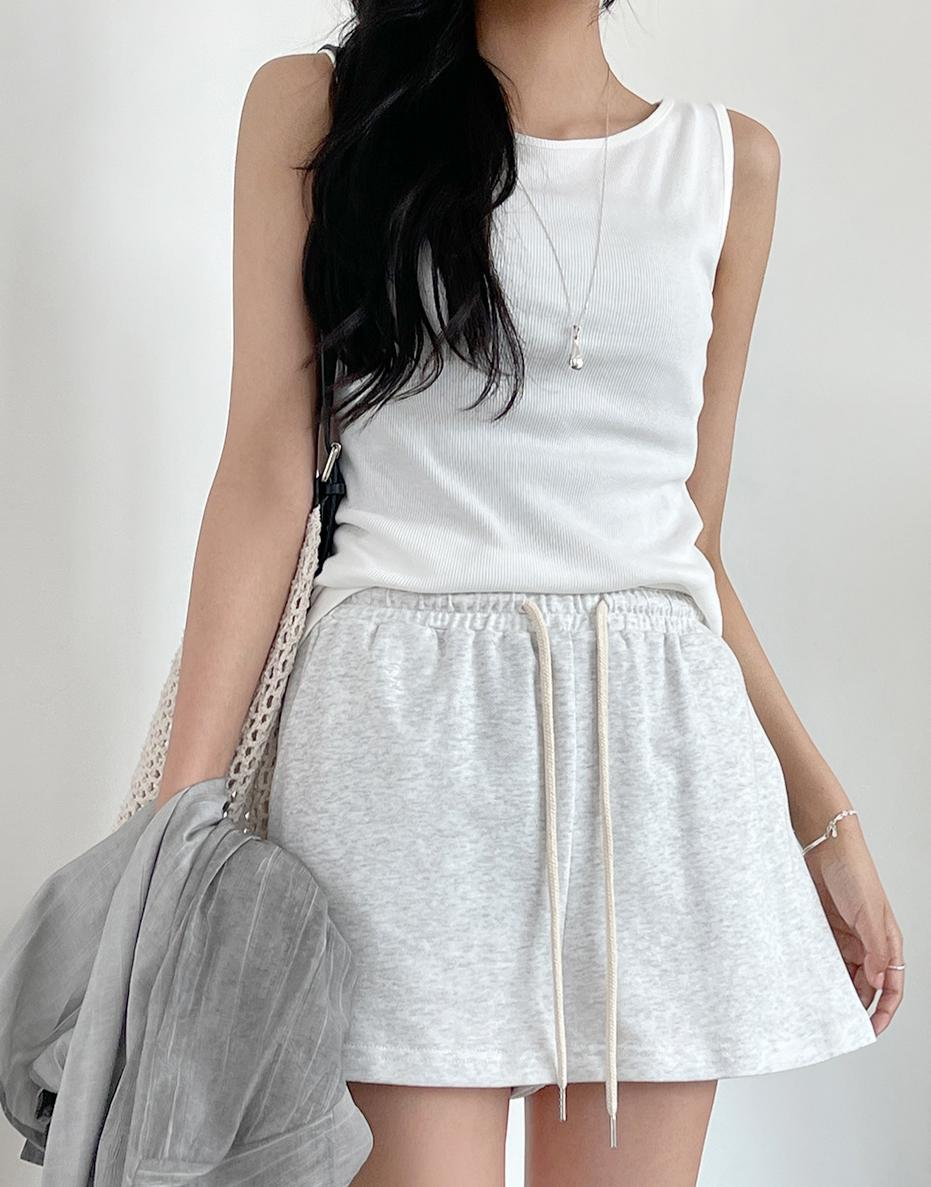 衛衣料綁繩短褲(米色)