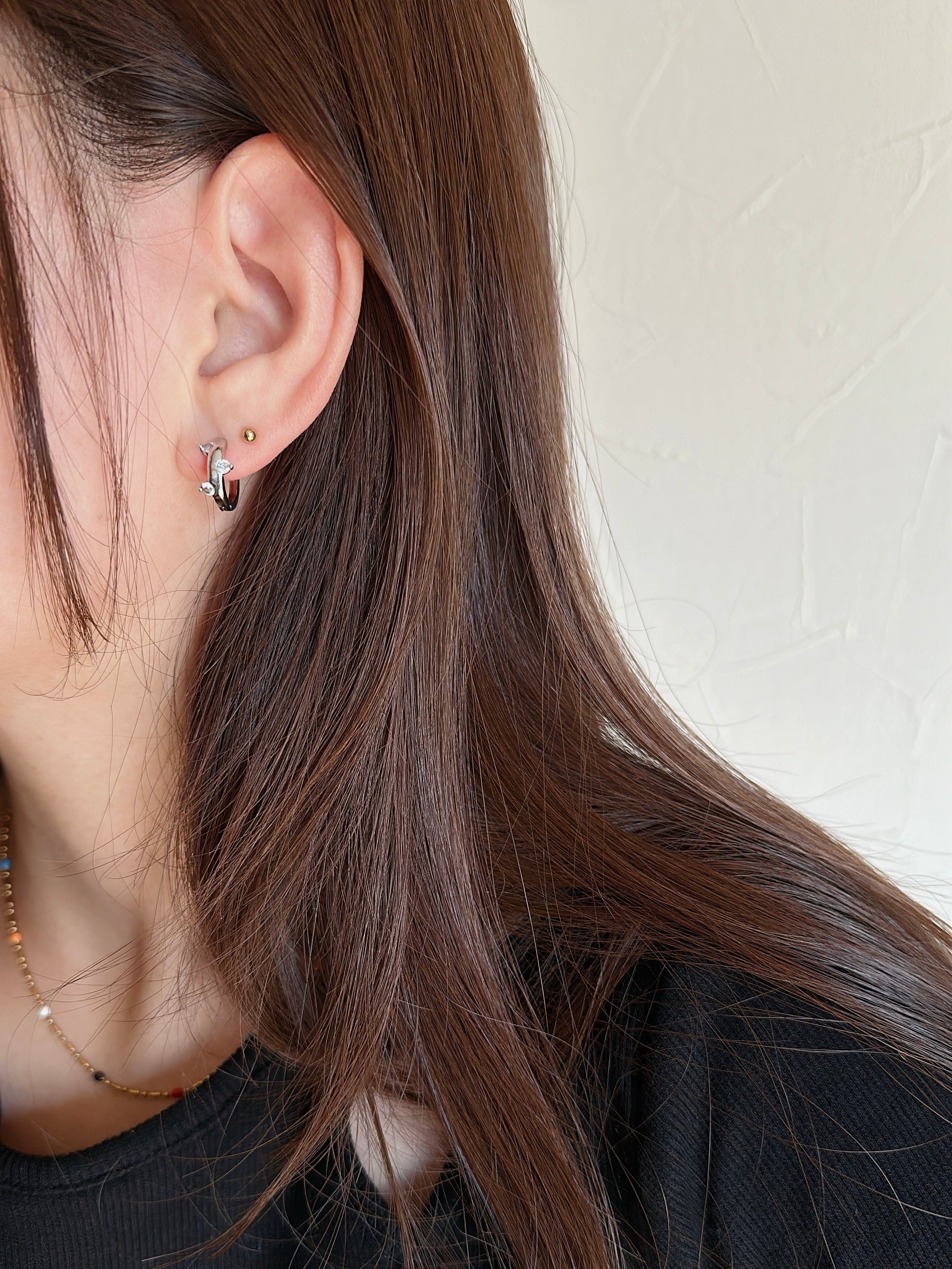 S925 tiny stones hoop pierce