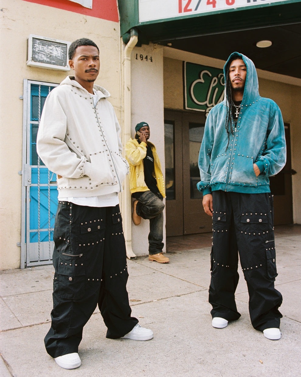 MENACE｜Metal Rivet Nylon Pants (Black)