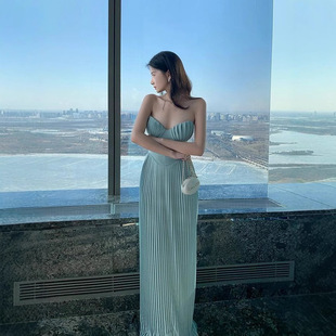 優雅美人魚 壓褶平口小禮服