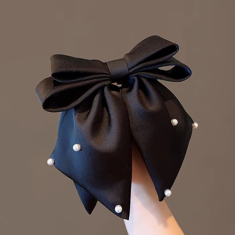 Vintage Black Pearl-Inspired Bow Ponytail Hair Claw
