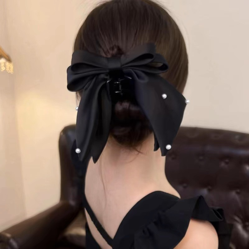 Vintage Black Pearl-Inspired Bow Ponytail Hair Claw