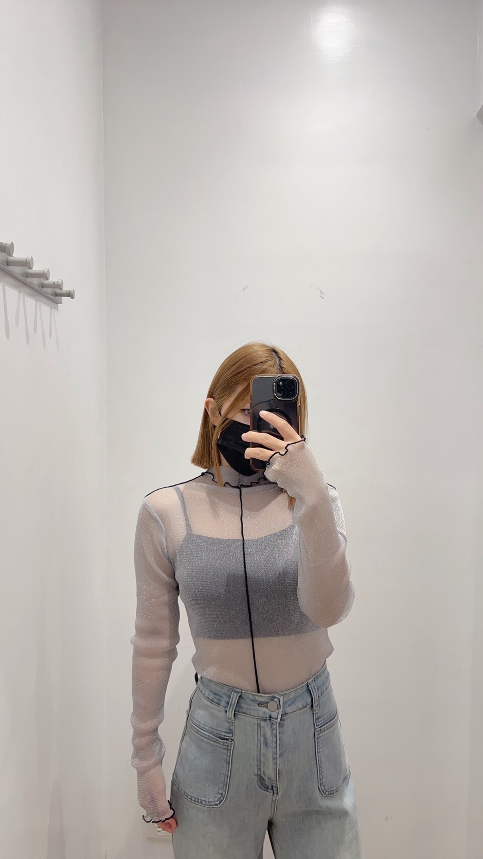 撞色滾邊閃亮打底衣