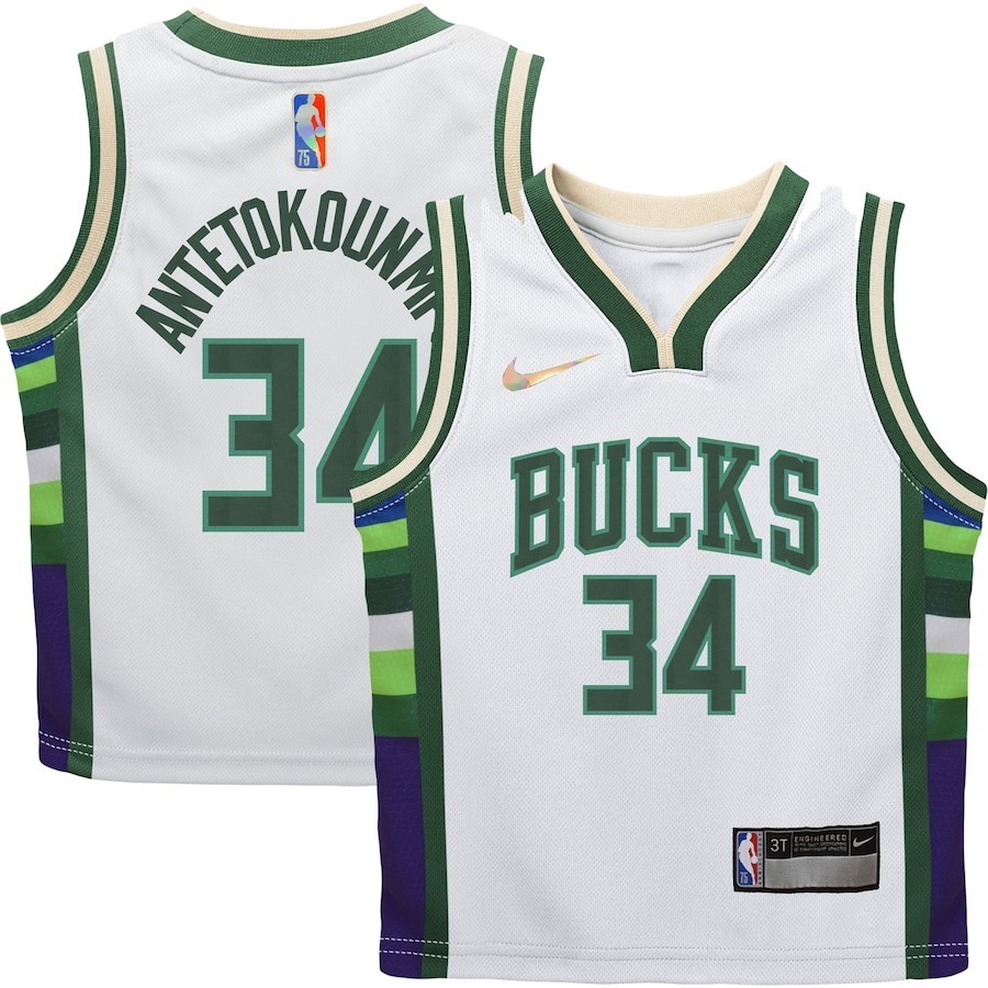 NBA球衣 Giannis Antetokounmpo 密爾瓦基公鹿城市 75周年 童裝 Nike Replica 全新 小童 幼童 非青年版