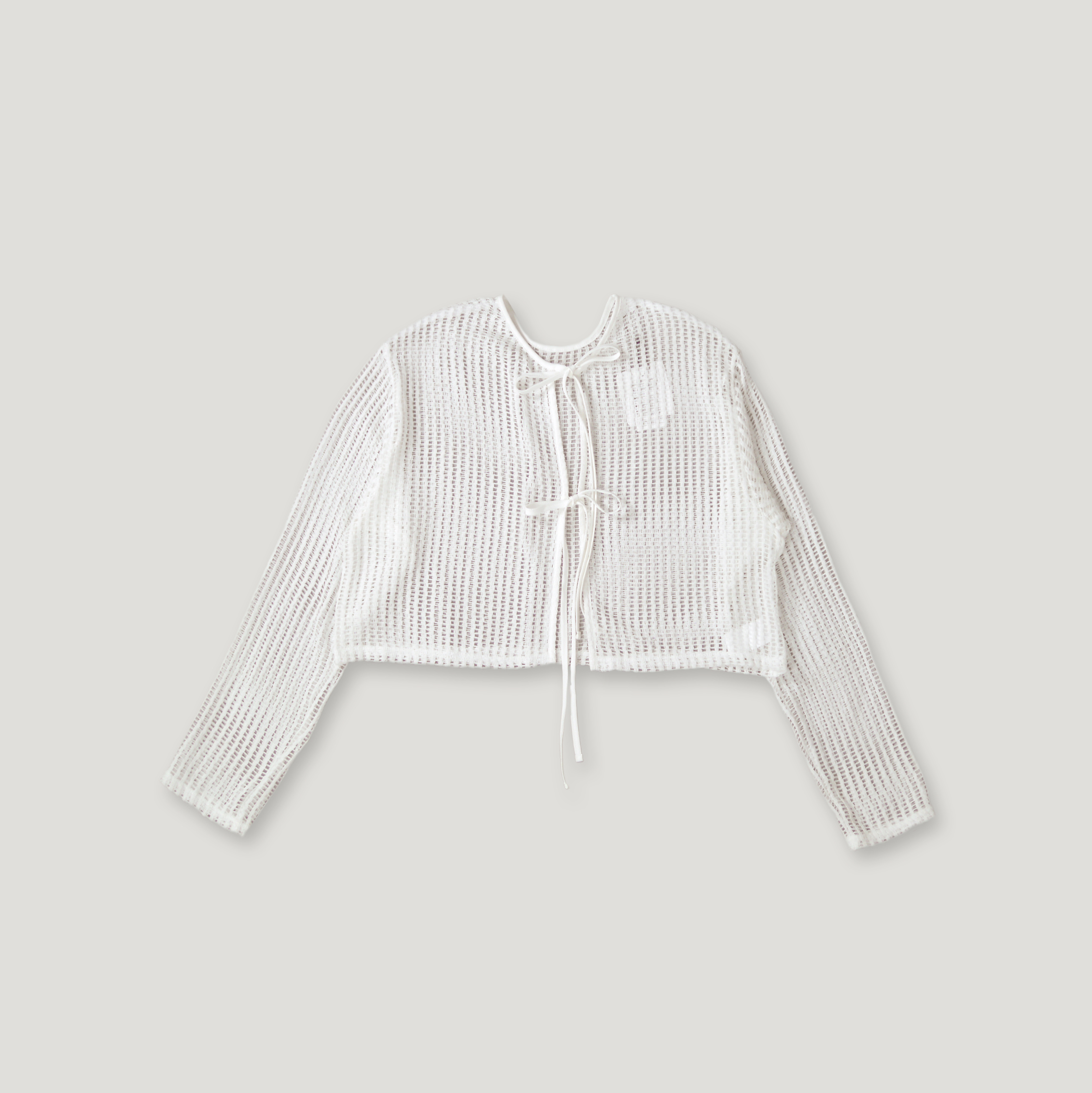 J.P.L. 圓領網格飾結短版罩衫 ‹ 2 Way ›╭ 2色 ╮