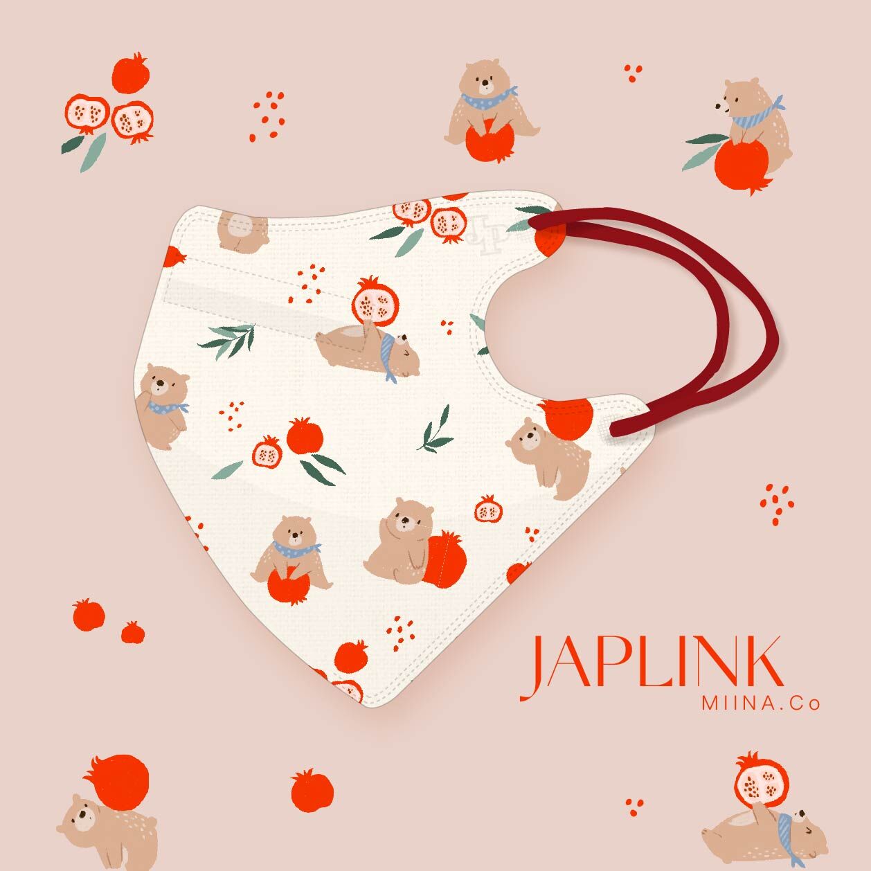 JAPLINK MASK 立體口罩【 HEPA 設計款 】石榴熊熊