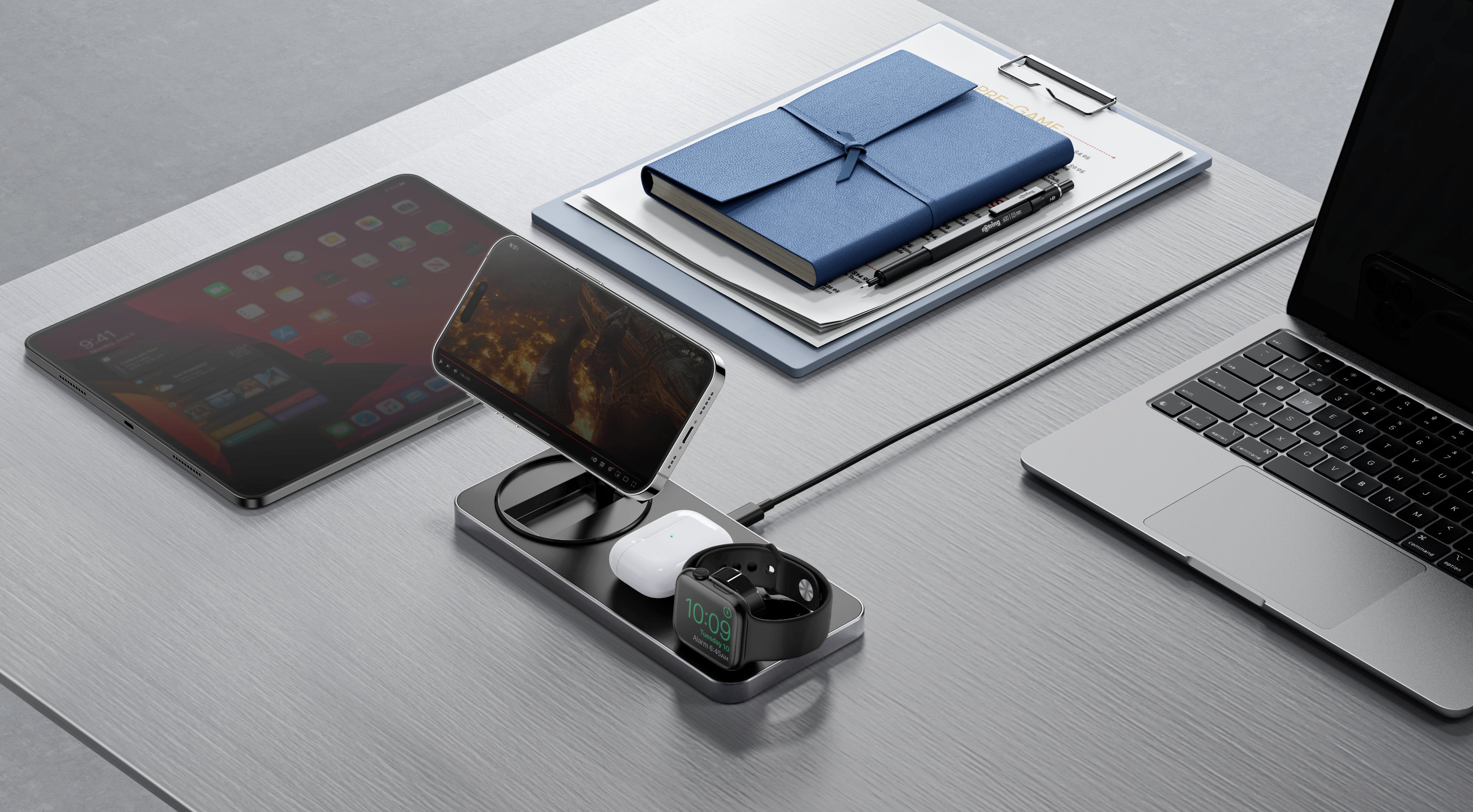 BAZIC GoMag Station 3-in-1 手機手錶耳機快速無線磁吸充電座