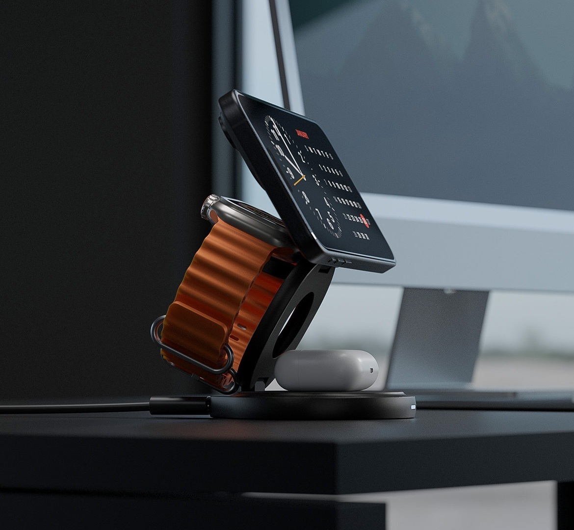 BAZIC GoMag Gyre 360 3-in-1 鋁合金可折疊快速無線磁吸充電座