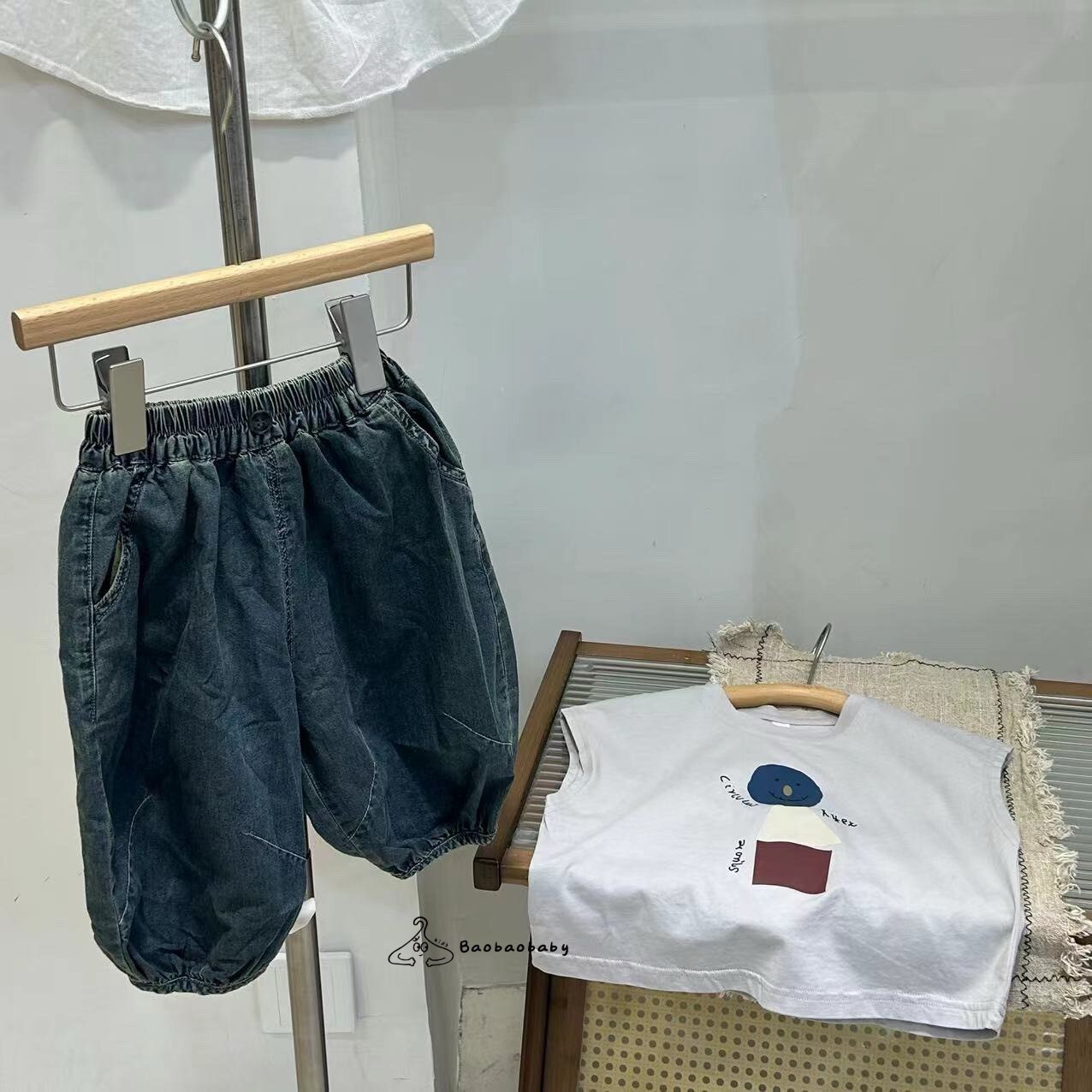 工裝泡泡牛仔褲