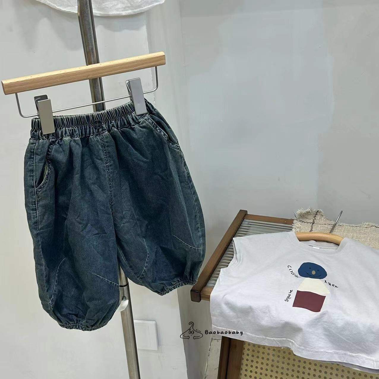 工裝泡泡牛仔褲