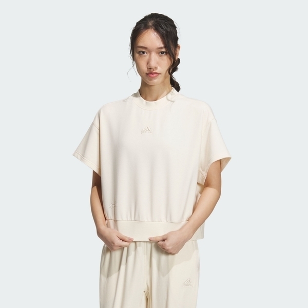 Adidas Lounge SS Top IM8868 女 短袖 上衣 運動 休閒 寬鬆 舒適 日常 居家 米