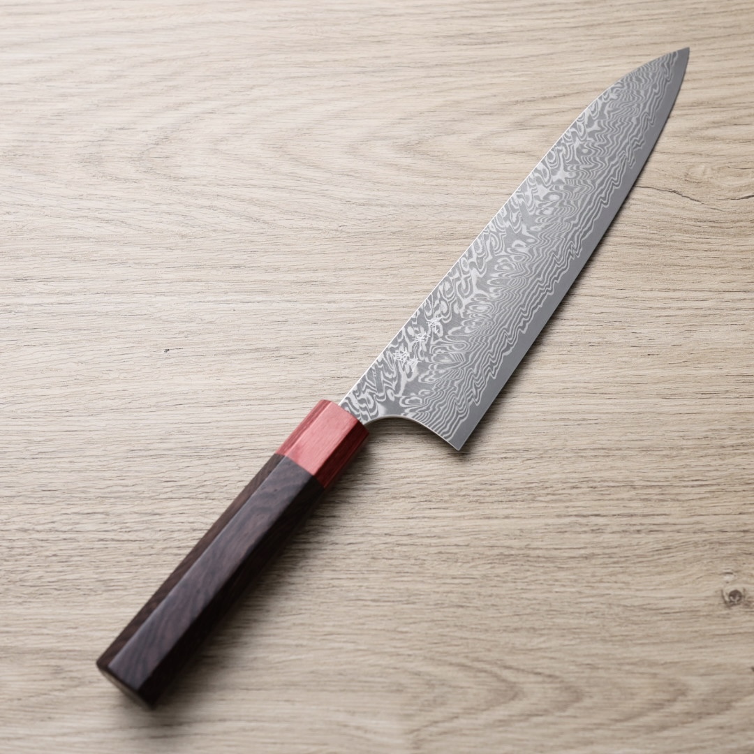 加藤義實 牛刀 210mm SG2粉末HSS鋼 鎳染大馬士革