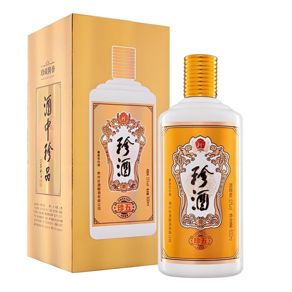 珍酒珍五53度醬香型白酒500ml
