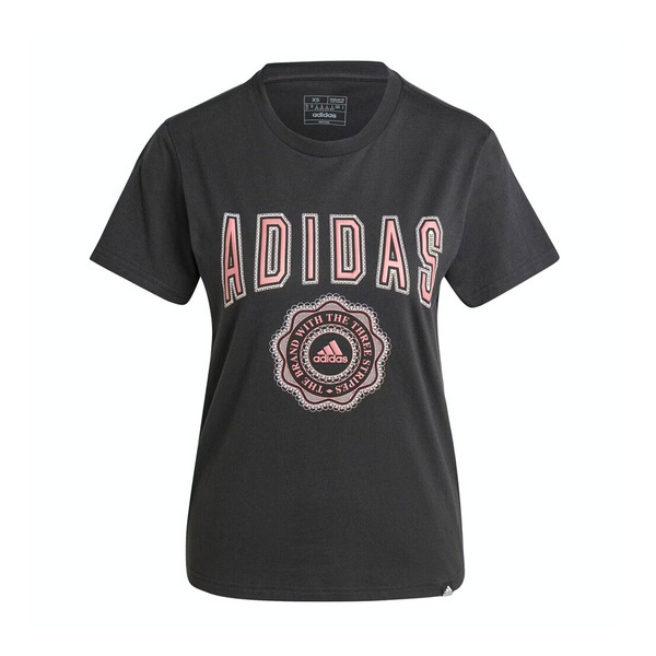 Adidas W Collegiate T IW2748 女 短袖 上衣 T恤 運動 休閒 棉質 黑粉
