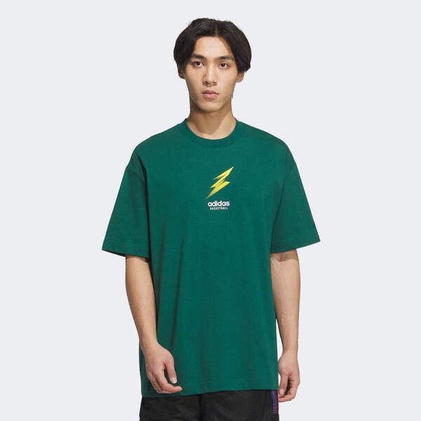 Adidas BB KC TEE M JC6789 男 短袖 上衣 T恤 運動 休閒 籃球 棉質 寬鬆 綠黃