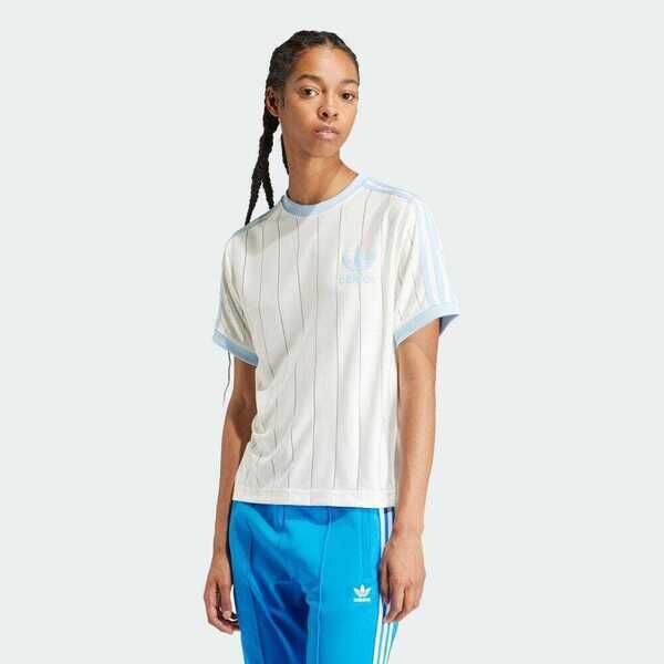 Adidas 3 Stripe Tee IR7469 女 短袖 上衣 運動 休閒 復古 三葉草 透視 穿搭 白 淺藍