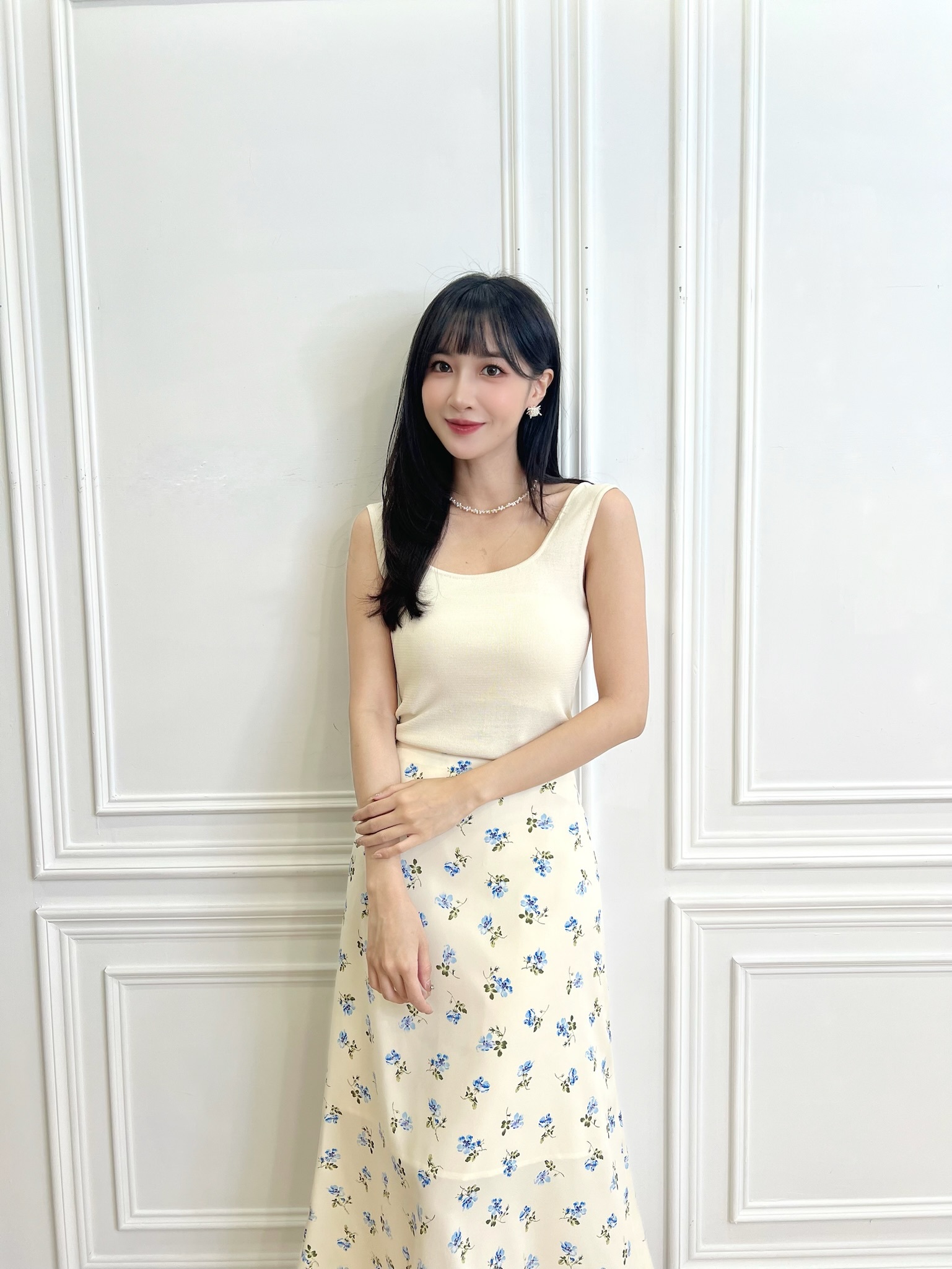 細緻暈染小花傘裙