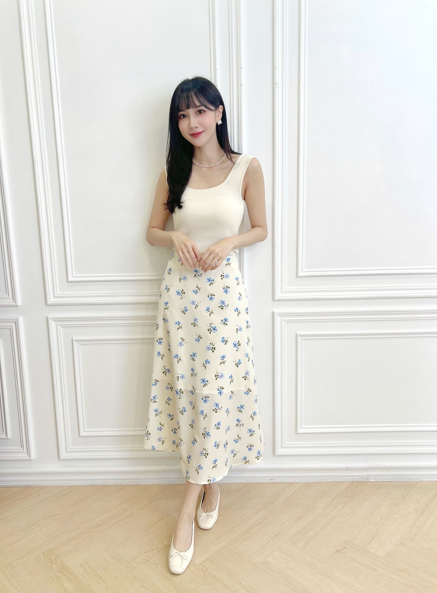 細緻暈染小花傘裙