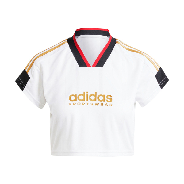 Adidas W TIRO NP CRO T IW6800 女 短版 短袖 上衣 足球風 V領 休閒 修身 白金