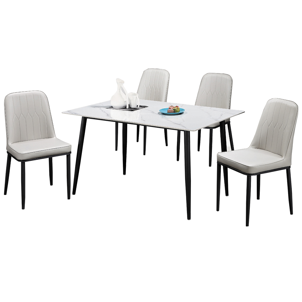 卡莉森4.3尺工業風岩板餐桌椅組合(一桌四椅)