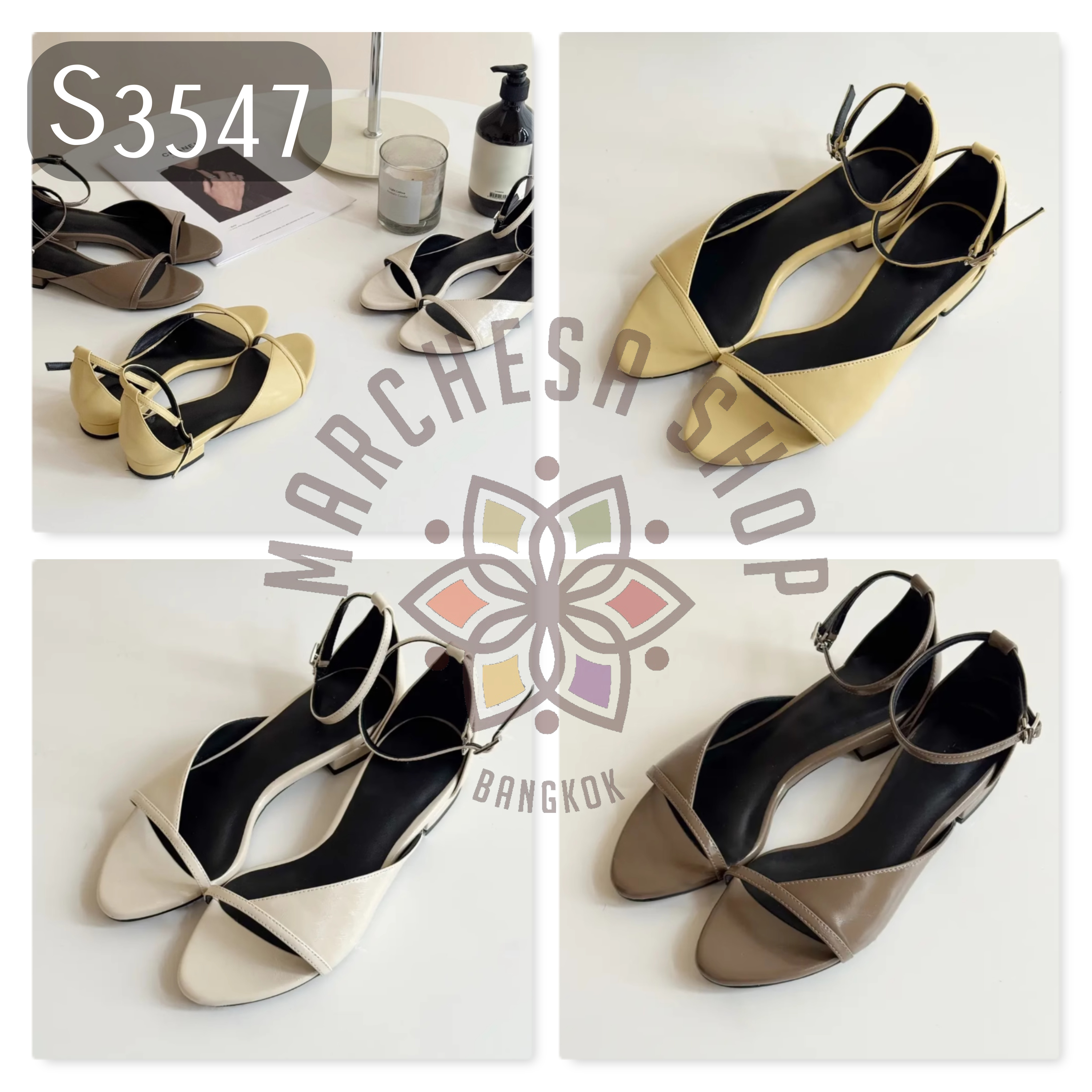 S3548 - 牛皮鈄帶包踭平底涼鞋