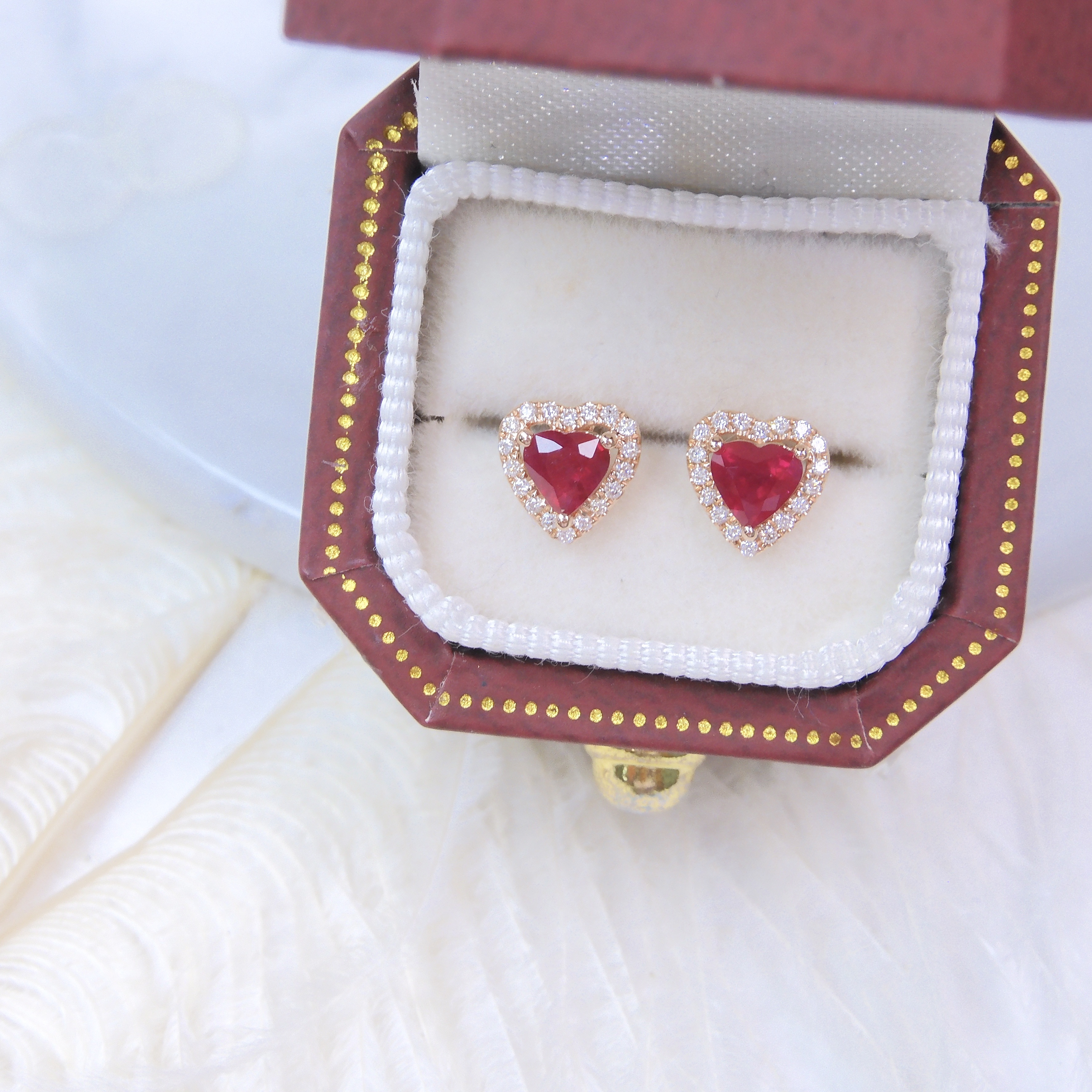 訂製 18K金  0.49ct 紅寶石耳釘