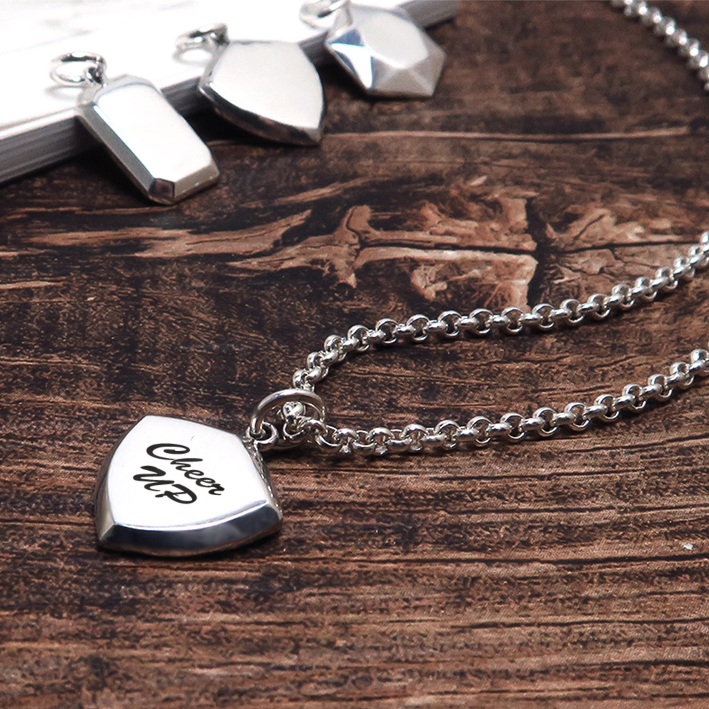 可刻字 盾牌銀磚項鍊 925純銀 男生飾品 客製化銀飾 禮物訂製