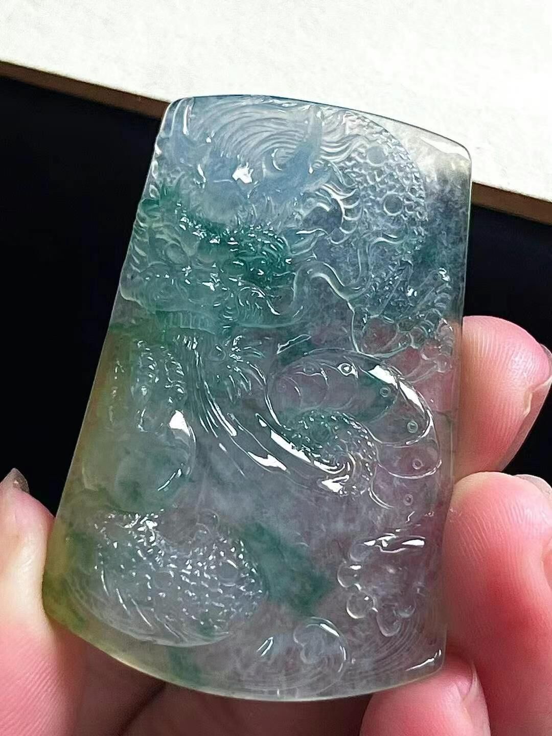 52932 翡翠黃翡龍牌