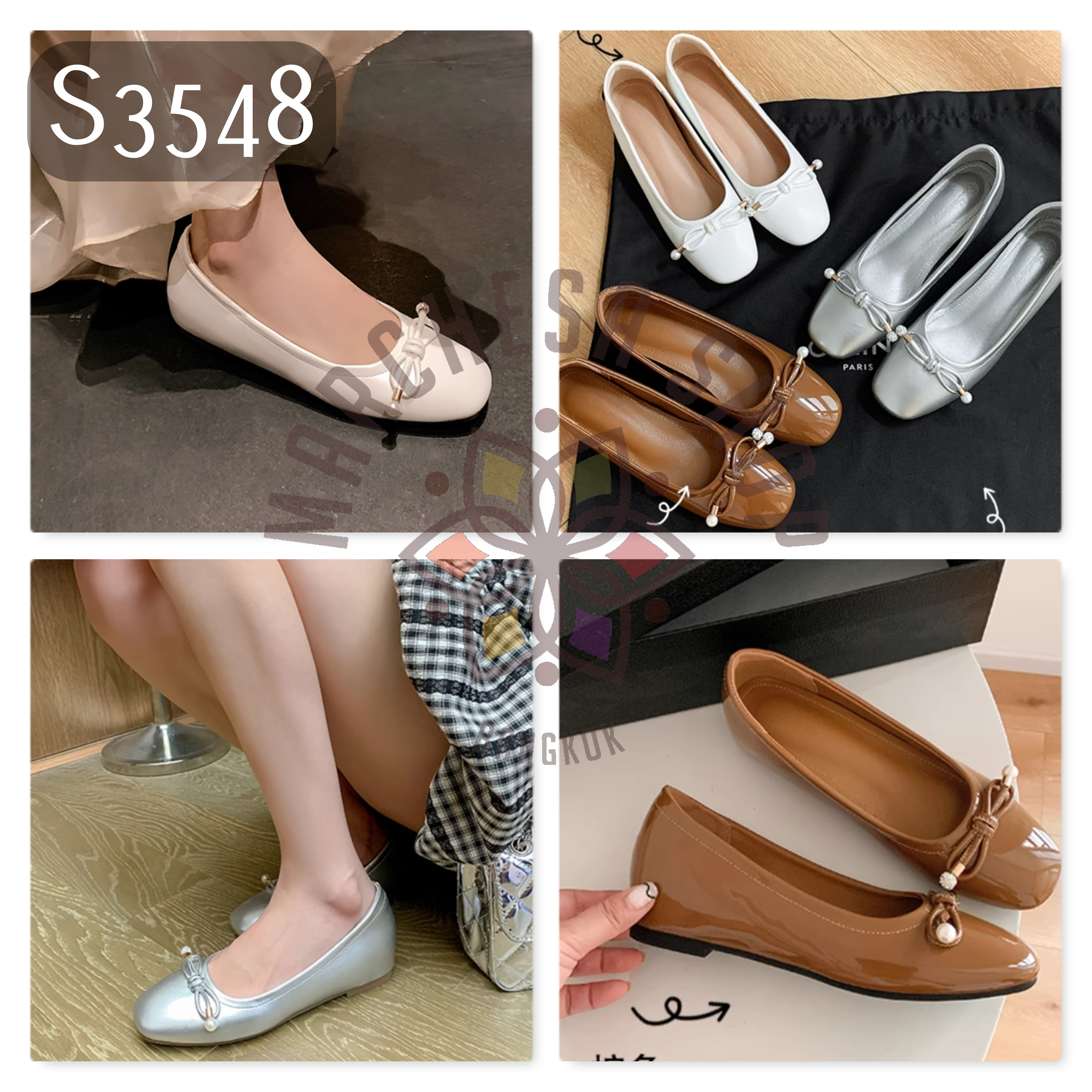 S3548 - 羊皮簡約蝴蝶結船踭鞋