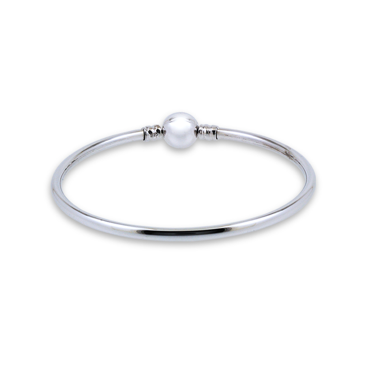 925純銀「Charm」圓管手環 (白鋼扣頭)-SNG0001