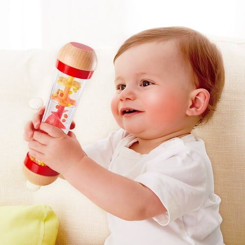 德國 Hape 木製雨聲安撫音樂沙鈴(紅)