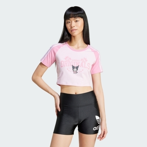 Adidas Crop Baby Tee K JH0570 女 短版 短袖 上衣 HELLO KITTY 酷洛米 粉