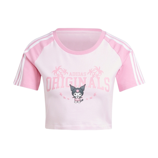 Adidas Crop Baby Tee K JH0570 女 短版 短袖 上衣 HELLO KITTY 酷洛米 粉