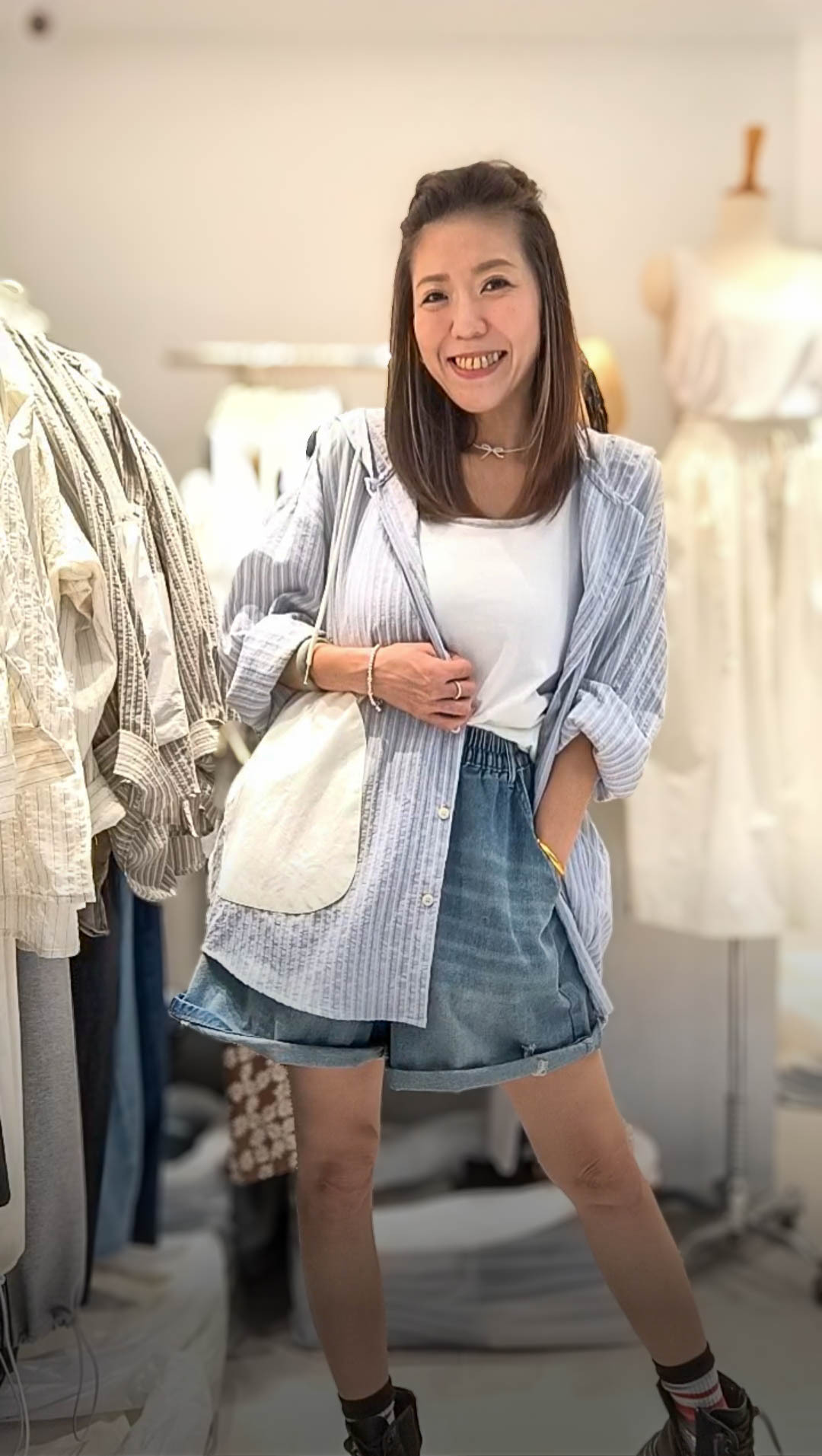 📢PM_K0662  ▶️連帽條紋襯衫 👉B:154cm L:72cm👈
