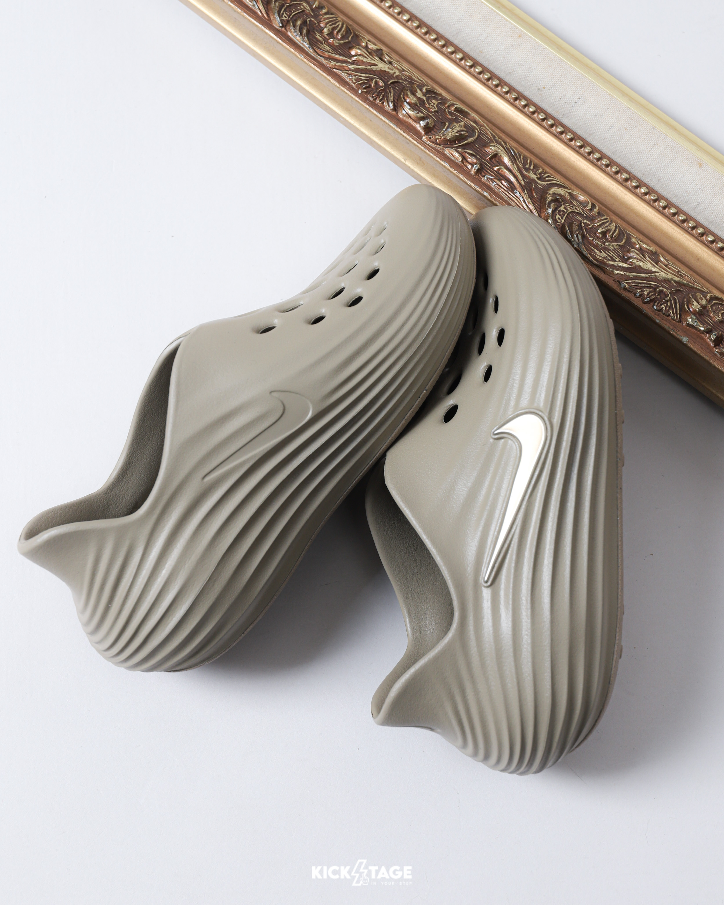 大童鞋 女鞋 NIKE REACTX REJUVEN8 GS 卡其 立體LOGO Q彈 軟底 防水 拖鞋【IF1746-200】