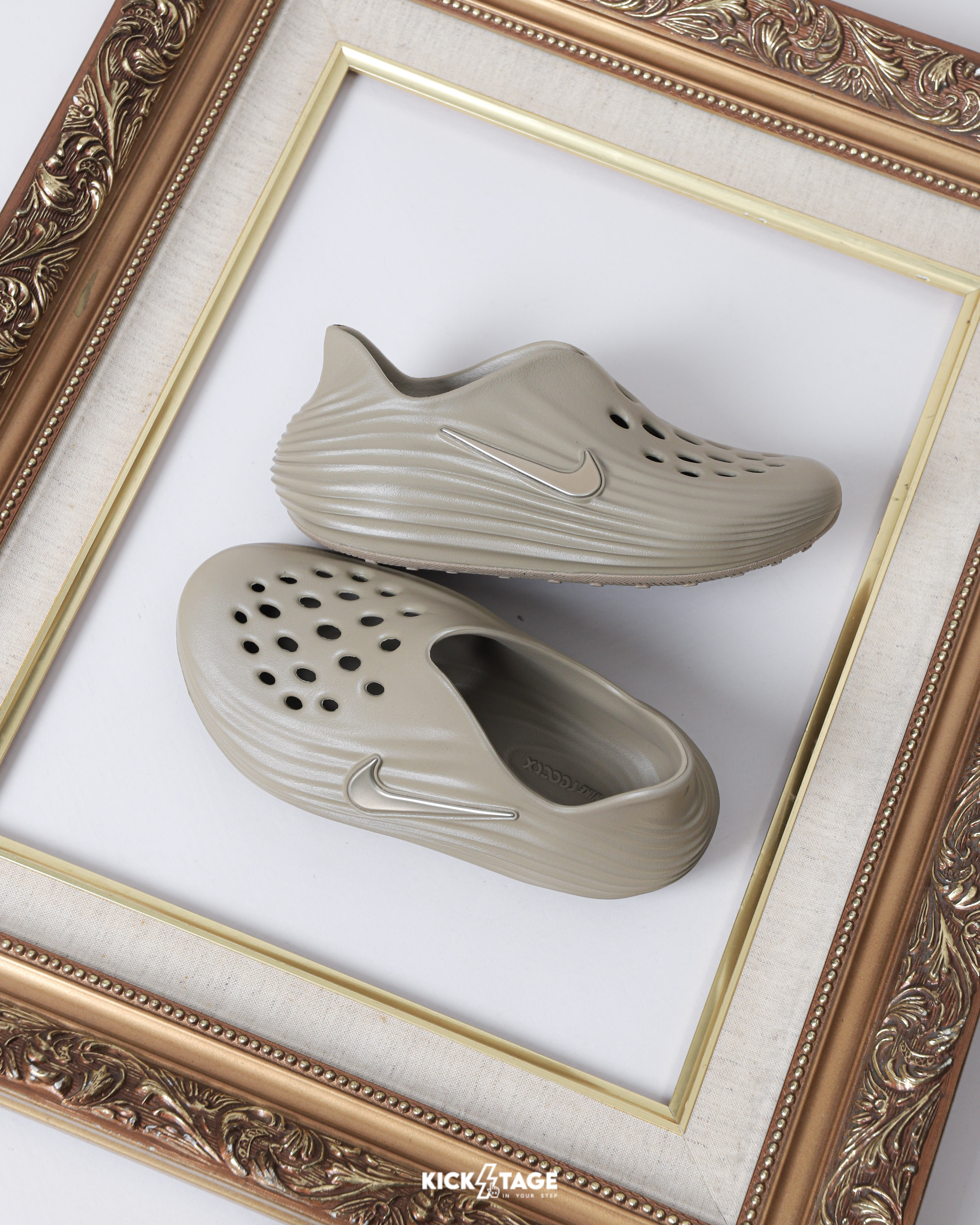 大童鞋 女鞋 NIKE REACTX REJUVEN8 GS 卡其 立體LOGO Q彈 軟底 防水 拖鞋【IF1746-200】