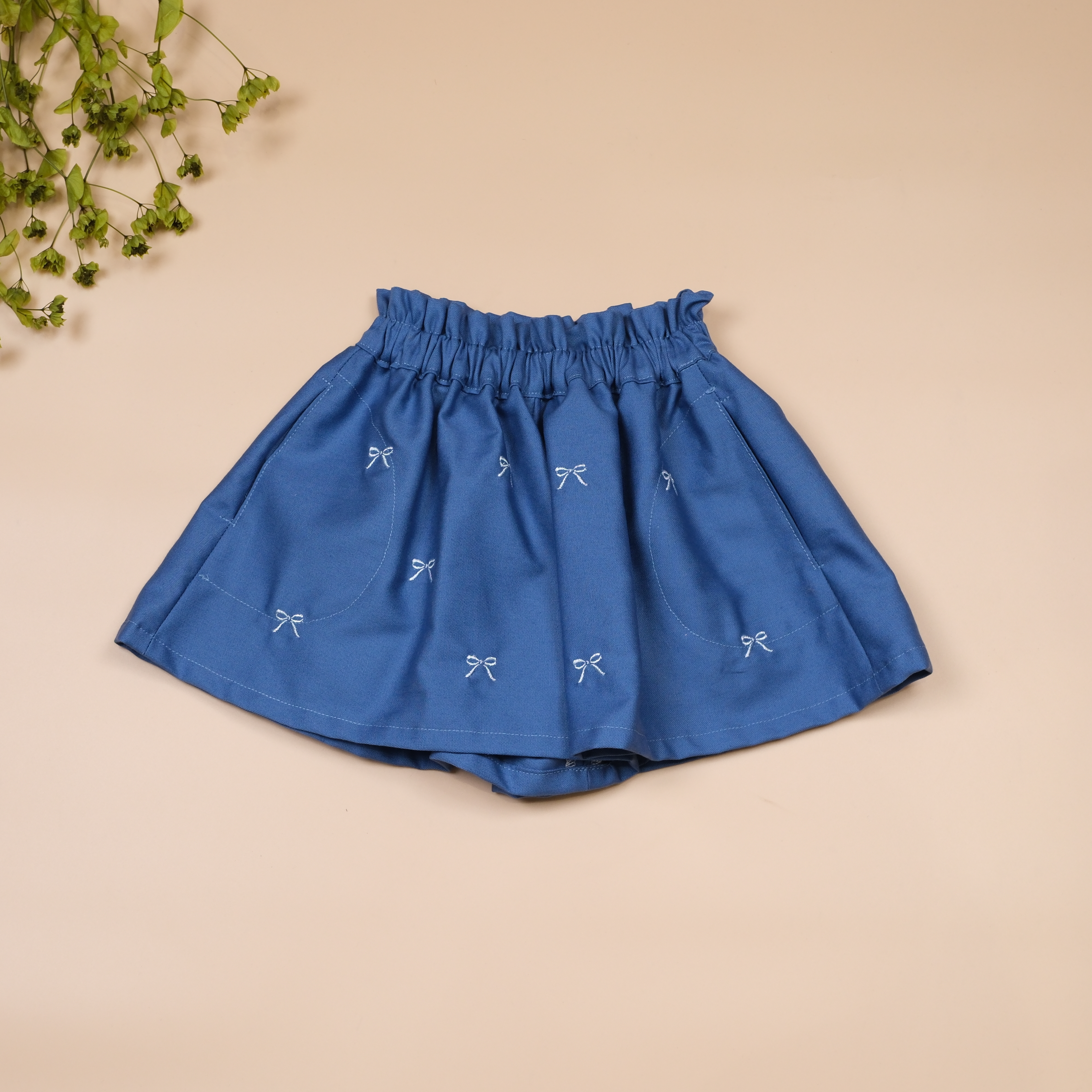 花田色 ◈ 蝴蝶結刺繡褲裙